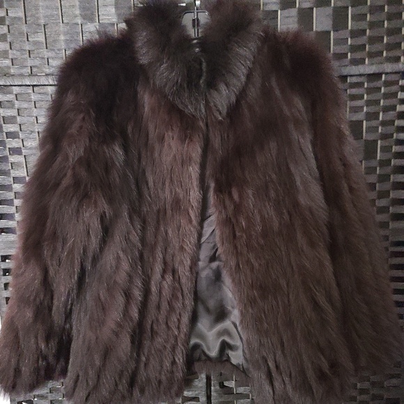 Vintage Saga Blue Fox Fur Coat Brown size M